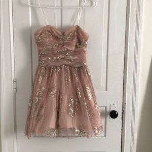 peach and gold dress